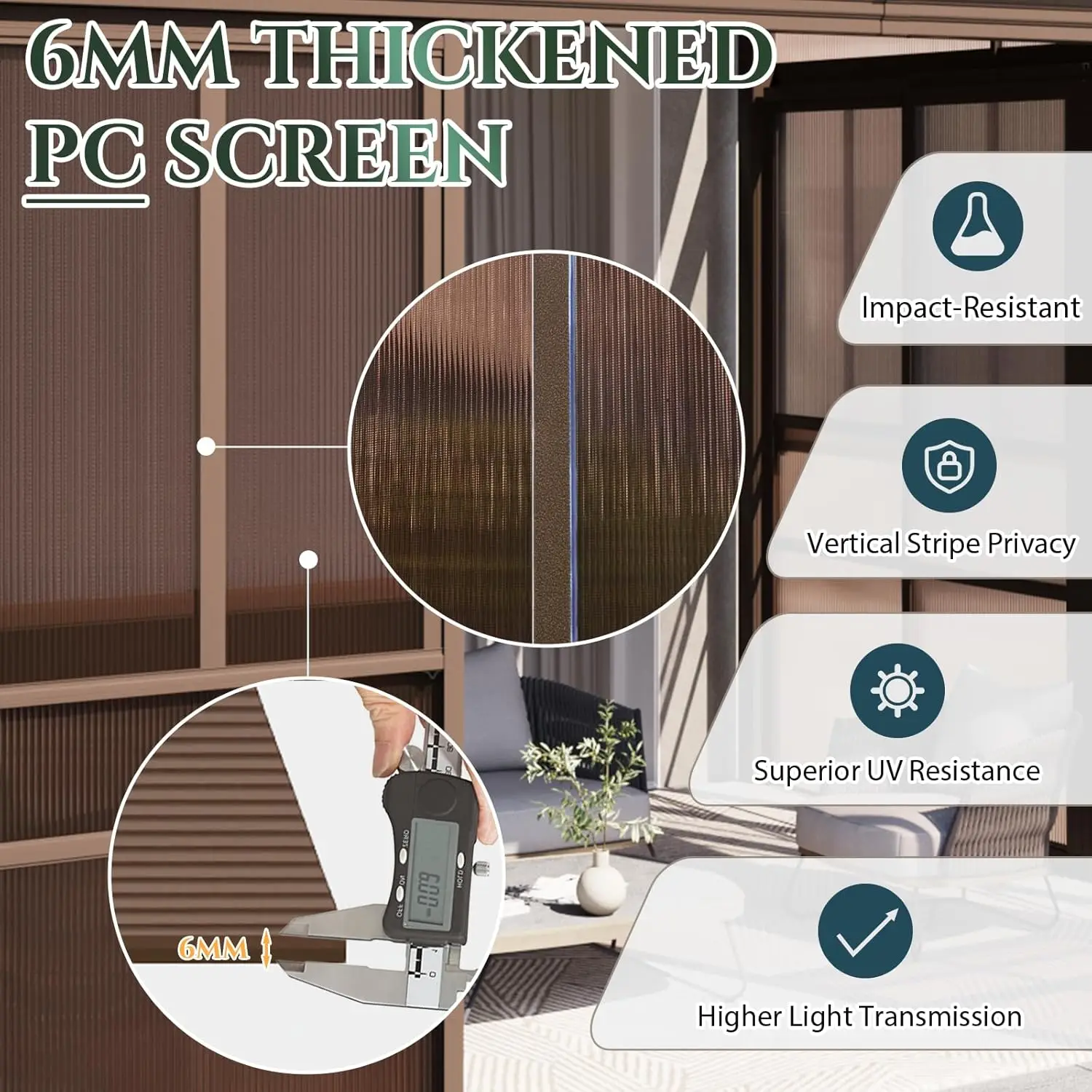 10 x 12FT Wall-Mounted Sunroom with Removable 3-Sided Doors & Aluminum Frame, All-Weather Sun Room with Galvanized Steel Roof