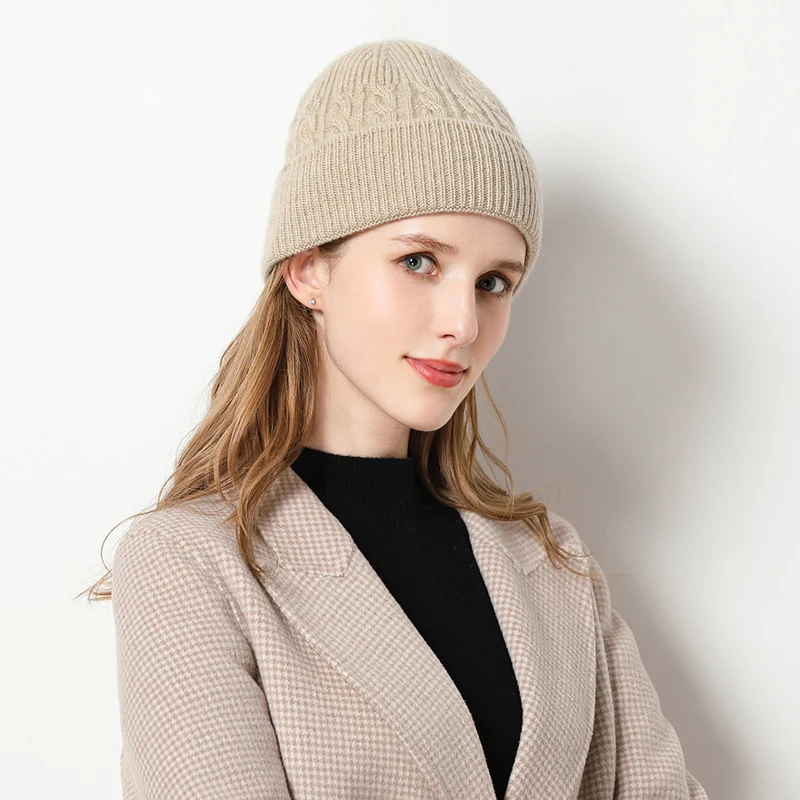 

Cashmere Hat Women Winter Beanie Knit Cap Warm Soft Skiing Accessory For Cold Weather Autumn Outdoors Sports Luxury