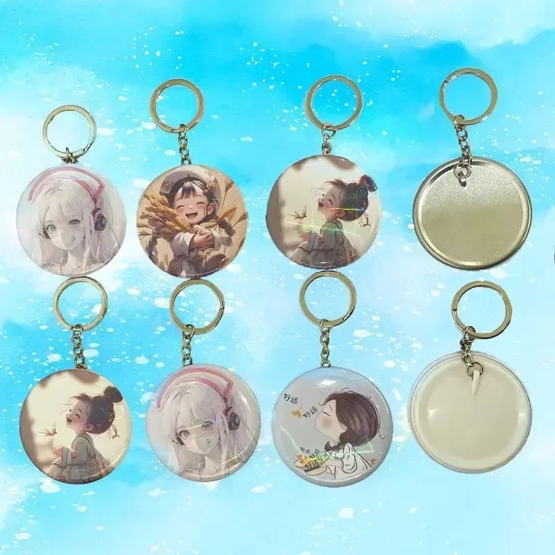 100PCS Keychain Badge Making Consumables For Badge Making Machine 100 Sets Plastic or Tinplate 58mm/44mm For Craft Press