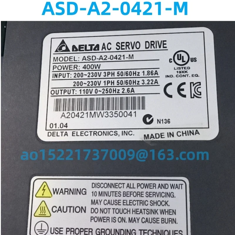 오리지널 ASD-A2 중고 9 레이어 테스트 완료, AC 서보 드라이버 ASD-A2-0421-M, 400W, ASDA20421M, 0.4KW, 100% OK