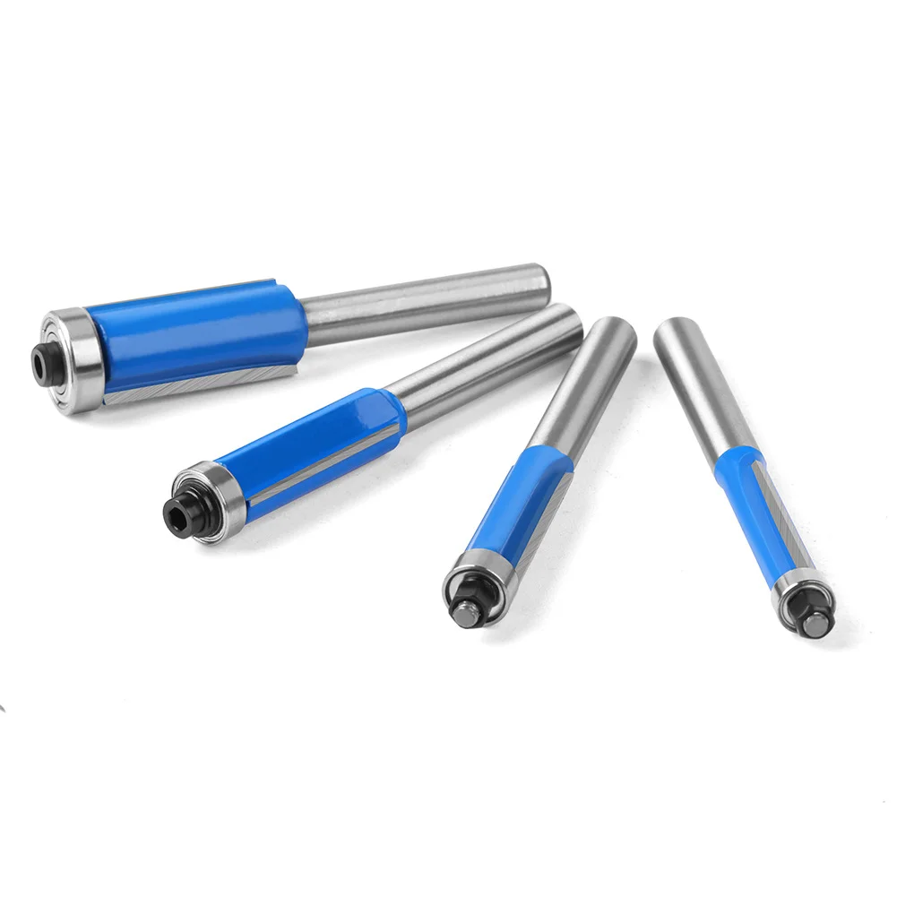Set De 2 Fresas Para Router Con Rodamiento Superior E Inferior – Vástago 1/4", Diámetro De Corte 1/2", Longitud 1-1/2", Para Madera Y MDF