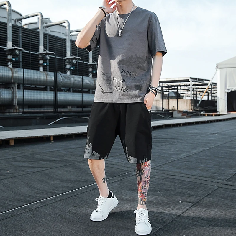 New Clothing Summer Men's Casual Sports Set Running Set Fitness Sports Set T-shirt + Shorts 2 Piece Clothes for Men Shorts