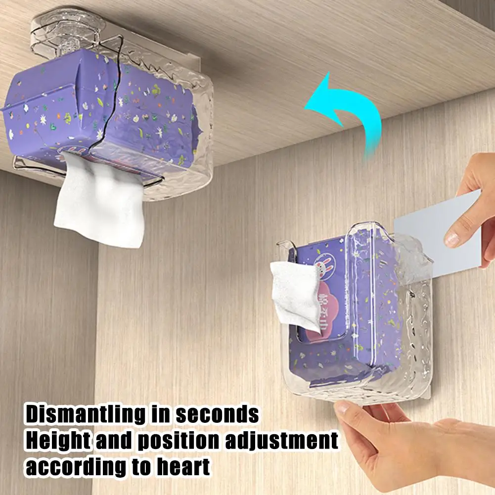 Waterproof Wet Wipes Box Punch-Free Tissue Box Suction Cup Bathroom Accessories Tissue Storage Box Transparent