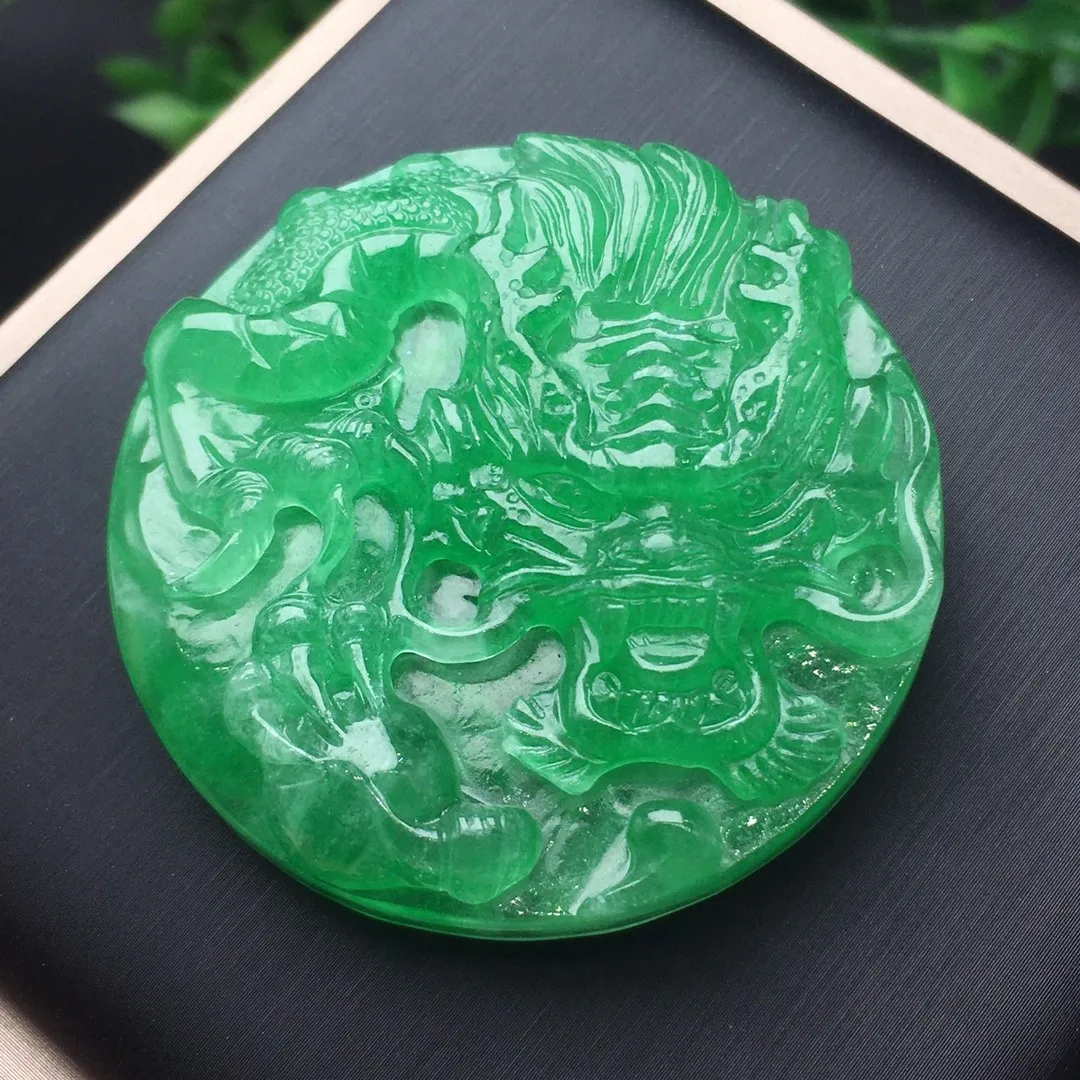 

Natural Green Jade Dragon Pendant Necklace Men Women Genuine Myanmar Jadeite High Ice Grade A Burma Jades Dragon Charms Amulets