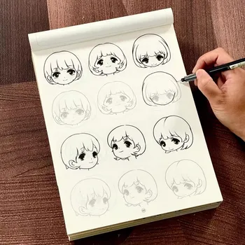 Libro di disegno anime da 72 pagine per bambini, quaderno per schizzi manga, quaderno di esercizi artistici per principianti