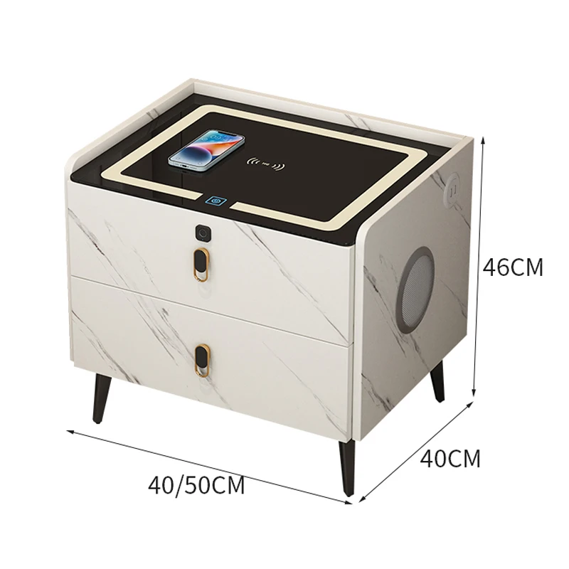 Multifunctional Intelligence Bedside Table Wireless Charging Bluetooth Speaker Usb Interface Three Colors Of Light Nightstands nightstands set