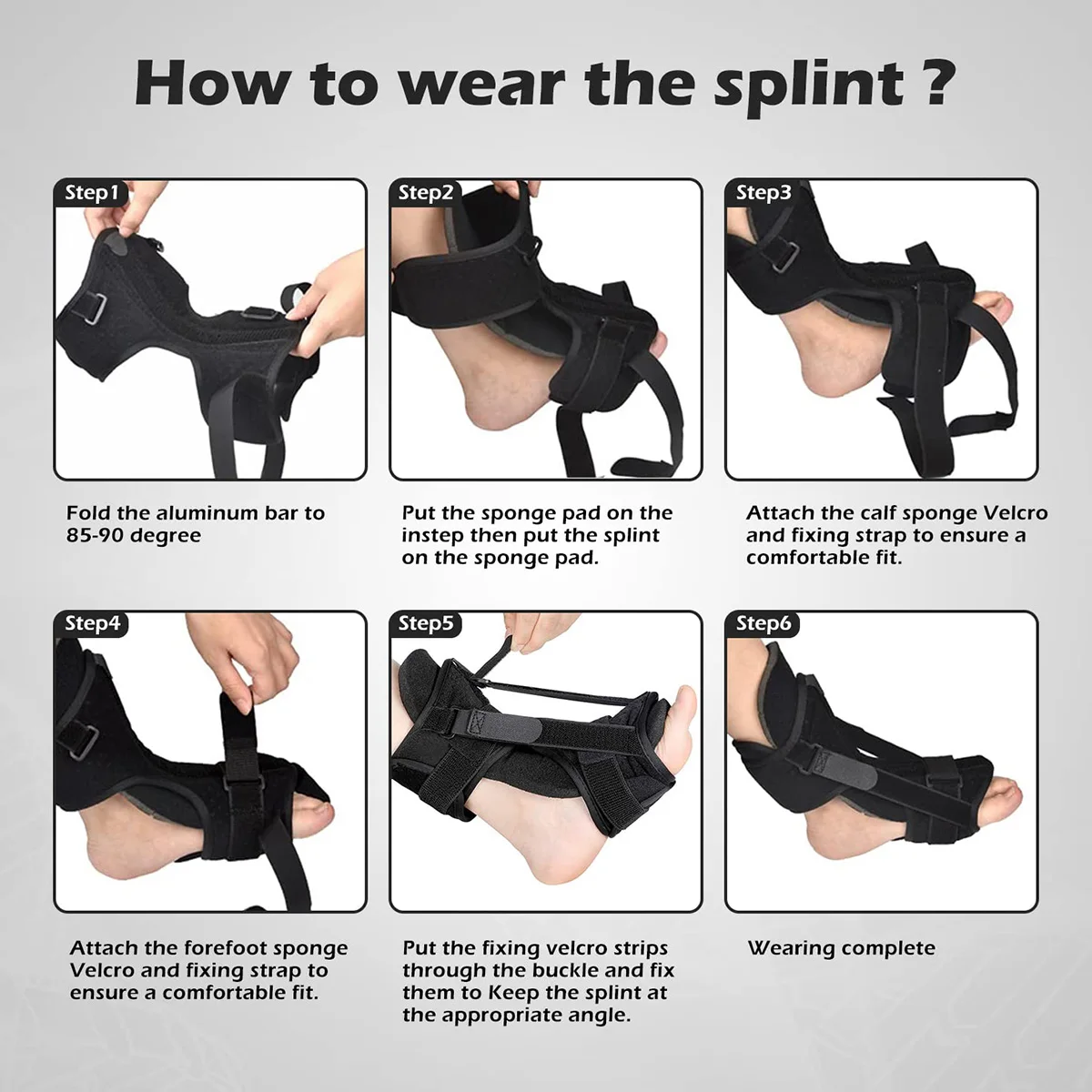 Foot Splint Plantar Fasciitis Night Splint Adjustable Foot Drop Orthotic Brace for Plantar Fasciitis & Achilles Tendonitis Breathable Splint