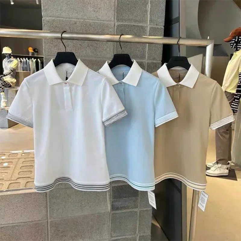 

Women's Golf Polo Shirt Korean Original Single Short Sleeve Lapel Summer Top Slim Slim Versatile Golf