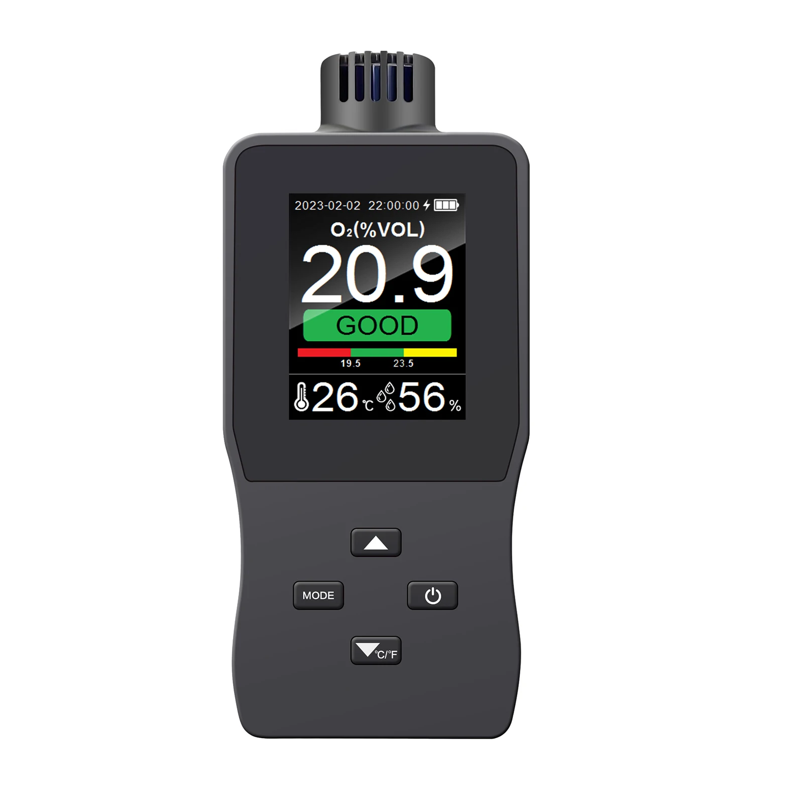 

Handheld Digital Oxygen Detector Air Oxygen Concentration Alarm Value Portable O₂ Content Tester Oxygen Temperature Humidity