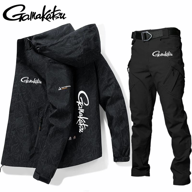 

Gamakatsu Fishing Clothes Men's Spring Autumn 2024 New Sports Mountaineering Windproof Waterproof Loose Hooded Fishing Suits