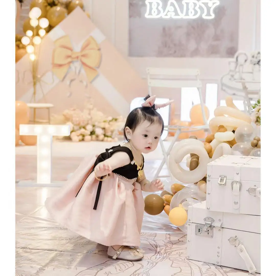 

2023 Suspender Girls Dresses Infant Gown Baptism for Kids Baby 1st Birthday Children's Princess Costume Banquet Party Clothing