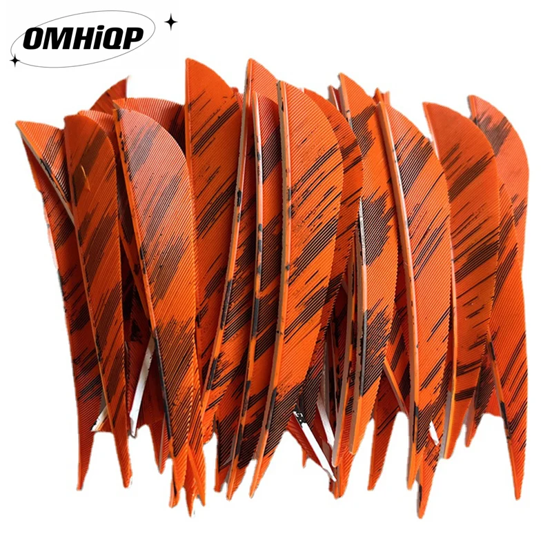 

50Pcs 3inch Right/Left Wing Water Drop Arrow Feather Natural Turkey Plumes Orange Ink Design Archery Fletching Arrow Accessories