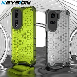 KEYSION Shockproof Armor Case for Honor 90 5G 90 Lite Silicone+PC Transparent Honeycomb Phone Cover for Huawei Honor 70 Lite 5G