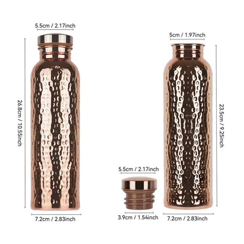 800ML 전기도금 구리 물병 ? ? 원클릭 오픈 뚜껑 ?   미끄럼 방지 ? ? 해머 패턴 병 ?   스포츠 물병