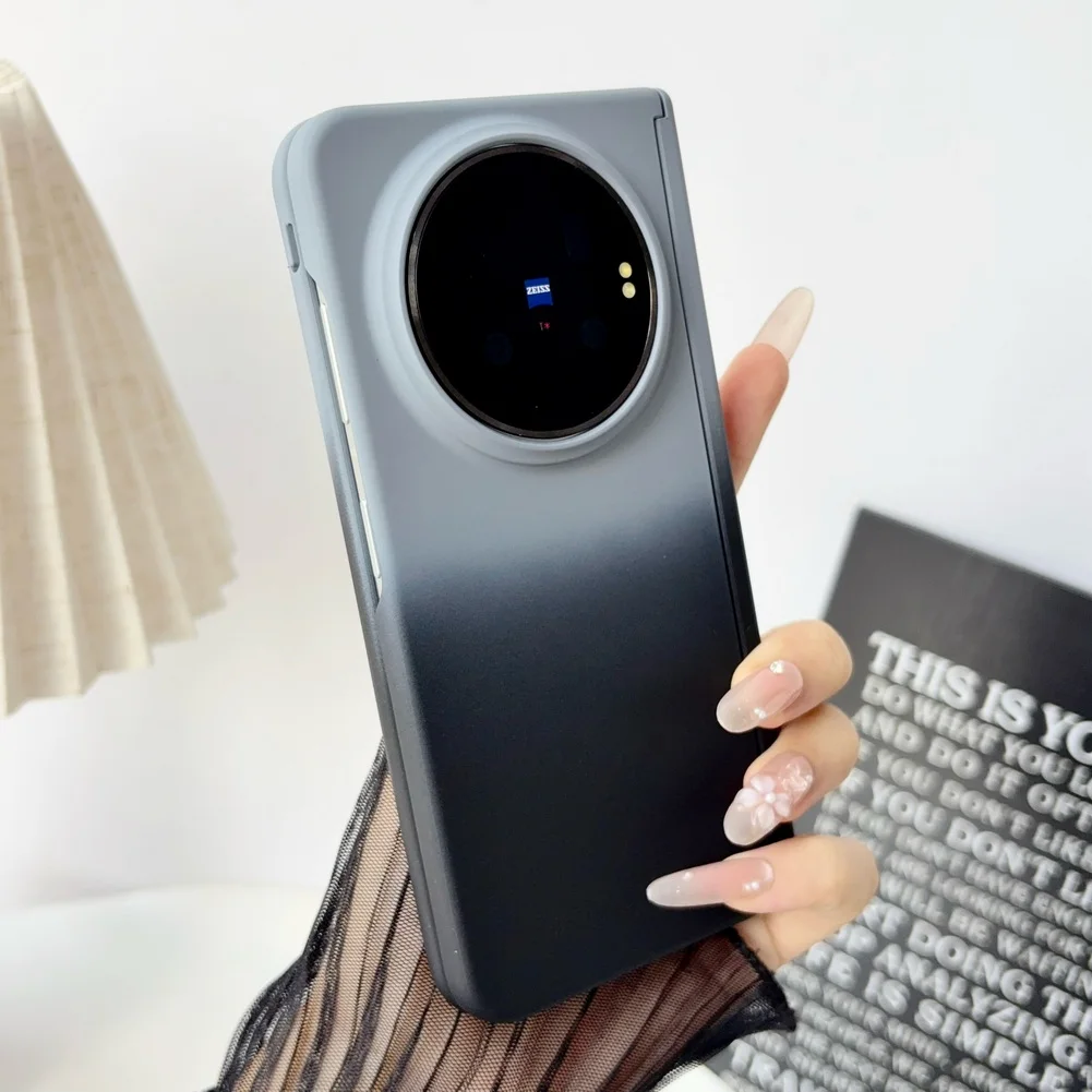 Skin-Feel Two-Tone Gradient Phone Case with Magnetic Center Shaft and Camera Protection