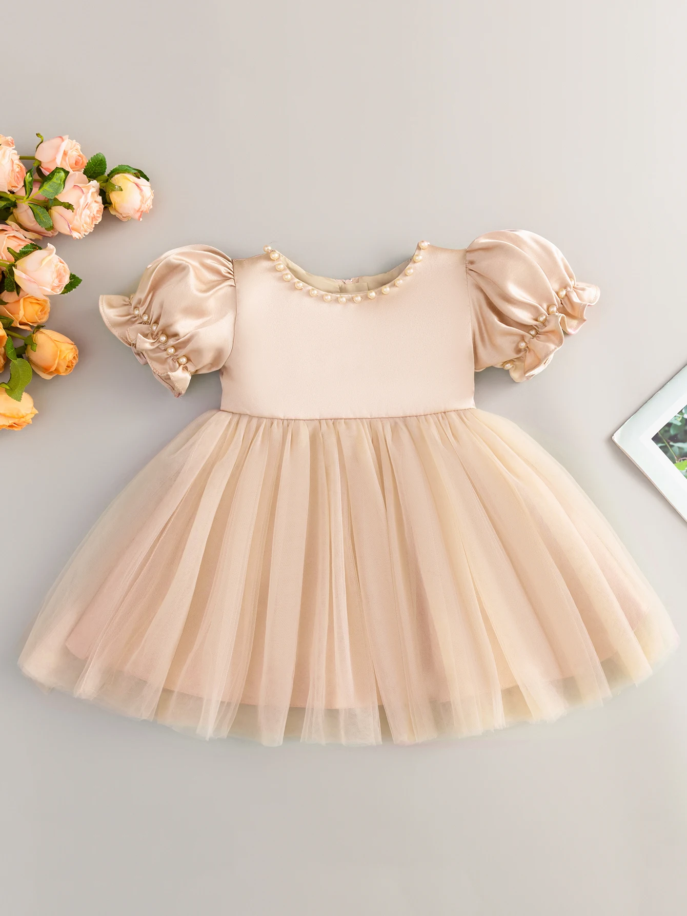 Elegant Sky Blue Satin Princess Dress for Girls with Bowknot - Ideal for Special Occasions