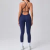 Seamless Yoga Jumpsuits Sports Fitness Cross Straps Beauty Back Peach Hip Raise Tight One-piece Gym Workout Tracksuits for Women 2