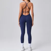 Seamless Yoga Jumpsuits Sports Fitness Cross Straps Beauty Back Peach Hip Raise Tight One-piece Gym Workout Tracksuits for Women 2