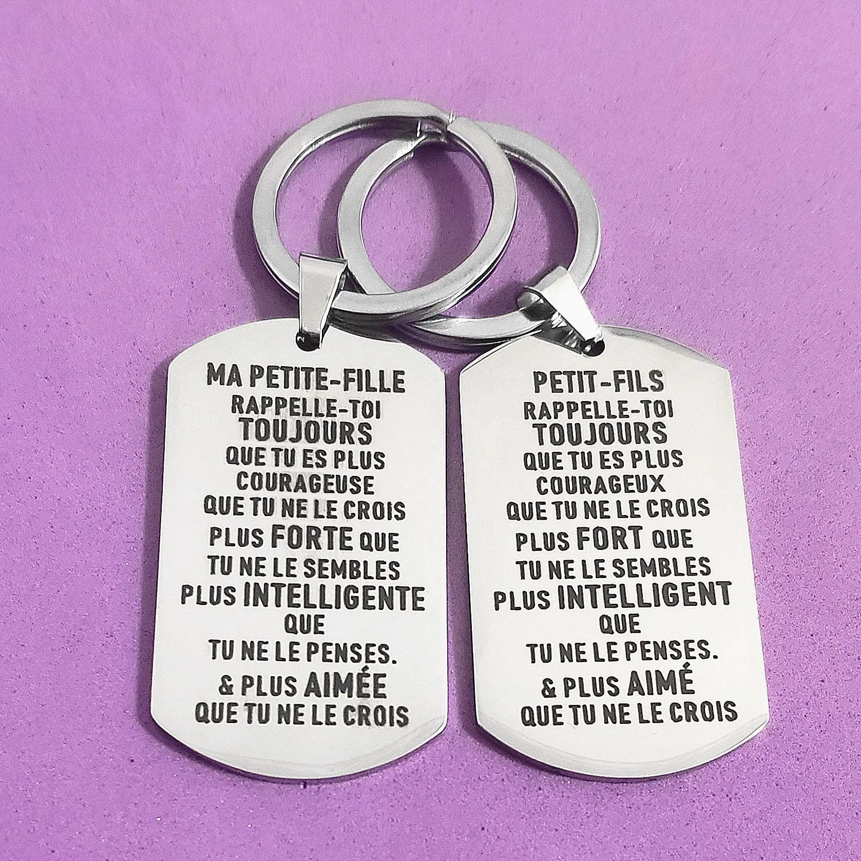 Keys Holder Military Tags Birthday Keyring Stainless Steel Creative Ornaments Wedding Gifts Petit-Fils Ma Petite-Fille Carabiner