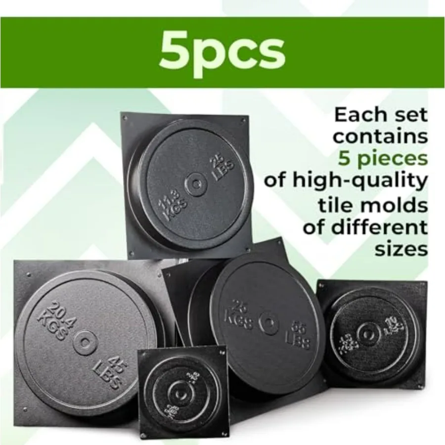 DIY Concrete Weight Mold Set - 5 pcs ABS Plastic 2mm Thick - Dumbbell & Barbell Weight Plates