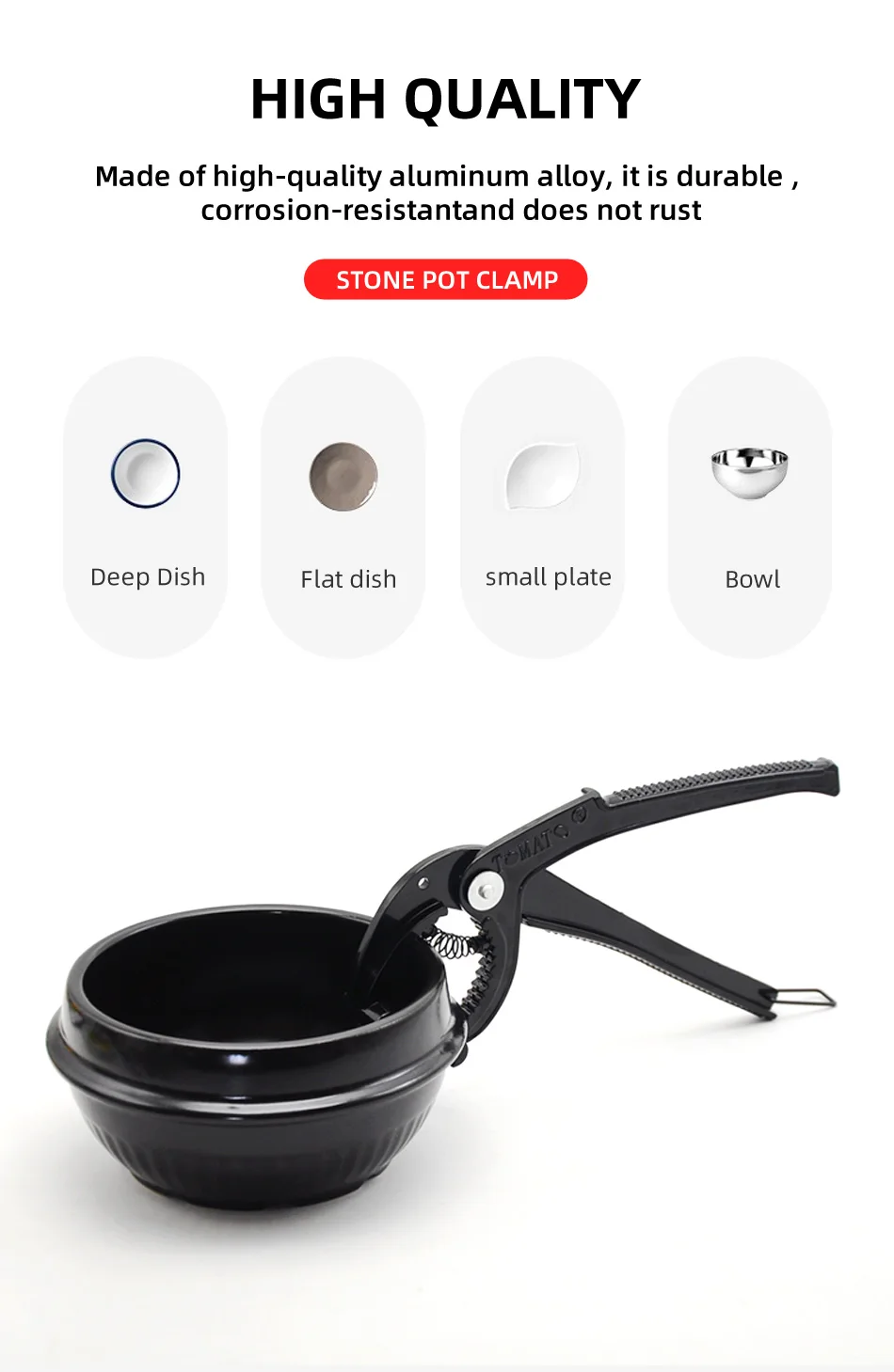 Description Picture 3 of itemStone Pot Tongs Anti-scalding Clip Clamp Hot Plat Pan Household Handle Holder Plate Gripper Pizza Pan Home Kitchen Use Tools