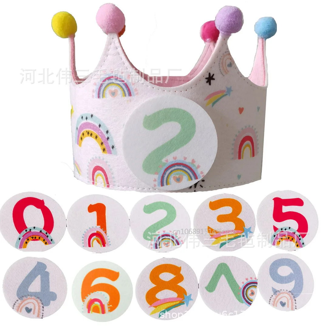 Party Decorations Rainbow Unicorn Felt Comfortable Baby Birthday Hat Adjustable Celebrtion Durable Lightweight Crown Photo Props