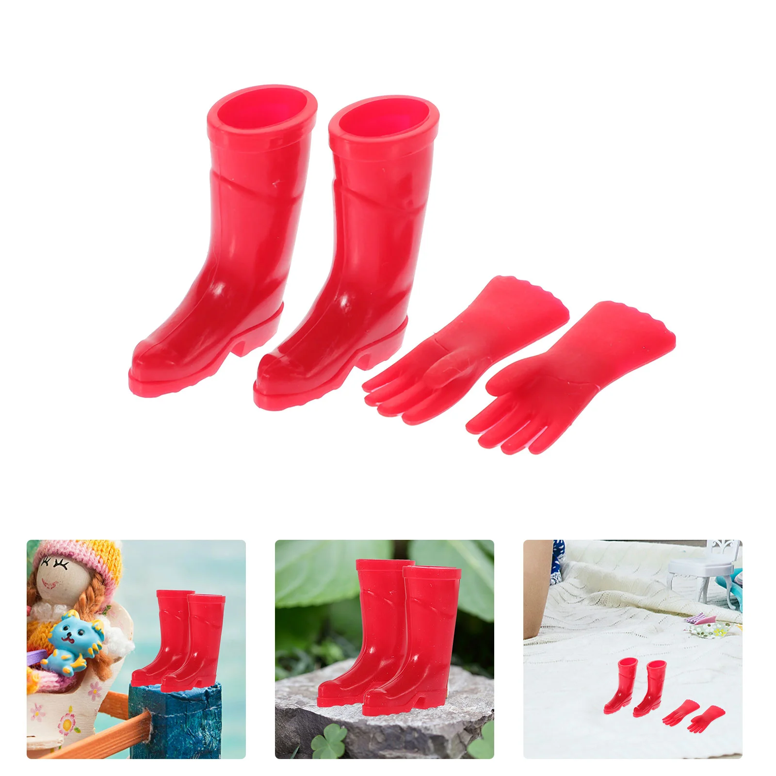 

Mini Rain Boots Gloves Shoes Miniature House Rainshoes and Decoration Model Mittens