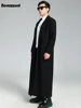 Nerazzurri Autumn Winter Extra Long Soft Black Warm Woolen Coat for Men Loose Casual Korean Fashion 2023 Wool & blends Overcoat 4