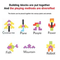 1 Set Wooden Blocks Puzzle Brain Teasers Toy Tangram Jigsaw Intelligence Colorful 3D Russian Blocks Montessori Educational 4
