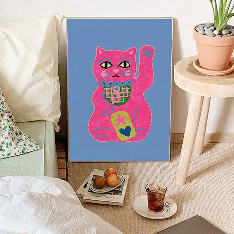 Carte de Tarot Soleil avec Imprimé de Tigre, Léopard, Jus de Chat, Bons Imprimés, Affiches d\'Art Mural Rétro pour la Maison, Peinture Décorative