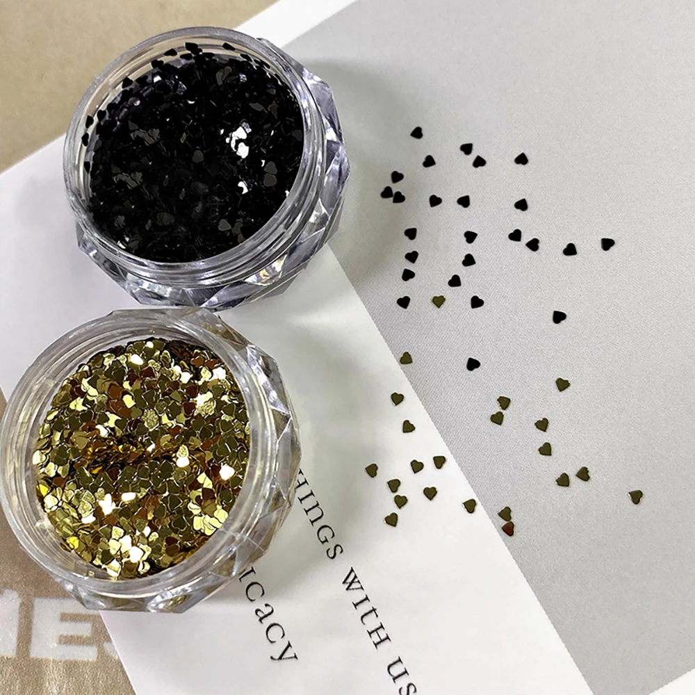 1Mm Mini Loving Heart Shape Glitter Powder Nail Charm Gold and Silver Sequins Chrome Powder Winter Nail Accessories Decoration 6
