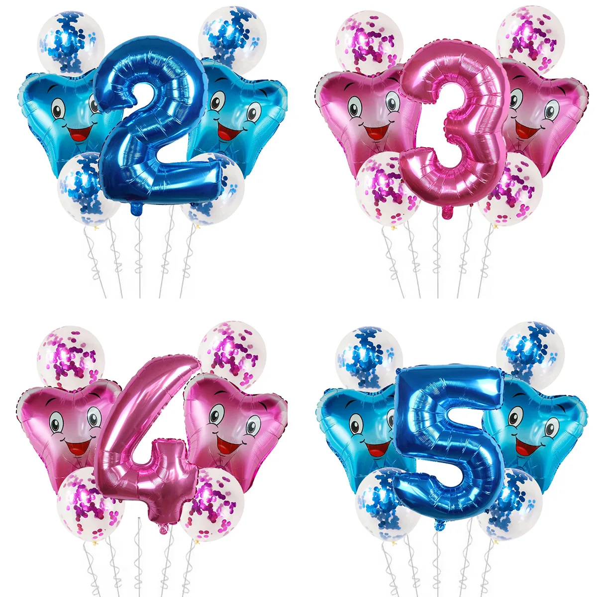 7 stücke Große Zahn Folie Luft Ballons Kinder Schöne Aufblasbare Rosa Blau Globos Alles Gute Zum Geburtstag Party Dekorationen Baby Dusche Junge mädchen