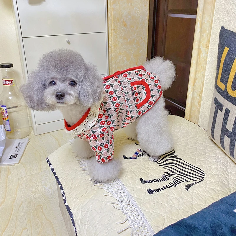 Autumn Puppy Clothes Teddy Flower Clothes Bichon Knitwear Pomeranian Winter Coat Pet Open Shirts Popular Dog No Scarf