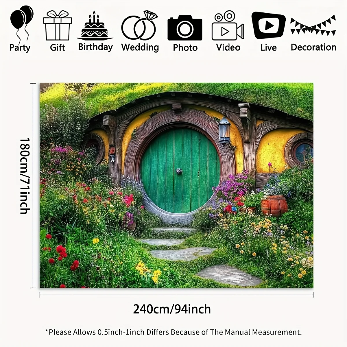 Hobbit Hut Fantasy Theme Hintergrundtuch, verwendet für Party-Fotohintergrund, Banner-Dekoration für Geburtstagsfeiern – Detail 5