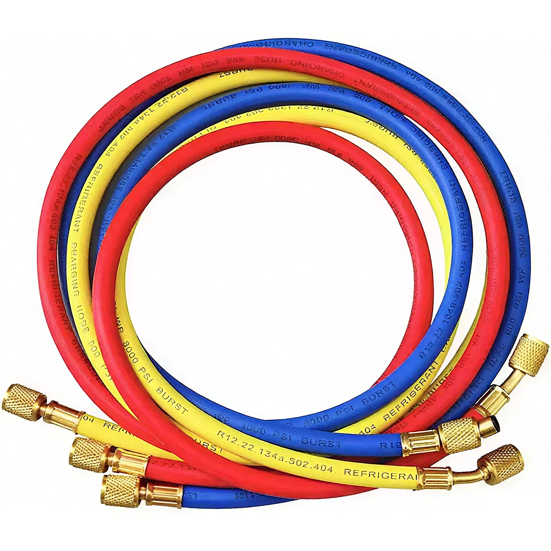 3000psi A/C Charging Hose Tube Kit Hose Low Loss Fittings for R134A R12 R22 Refr