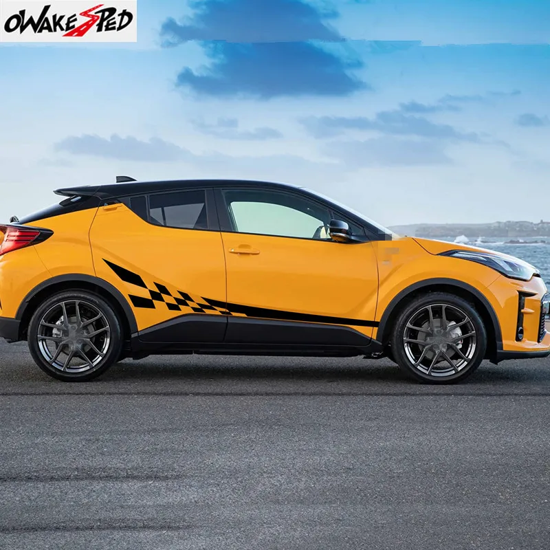 2pcs For Toyota C-HR Racing Flag Sport Stripes Car Sticker