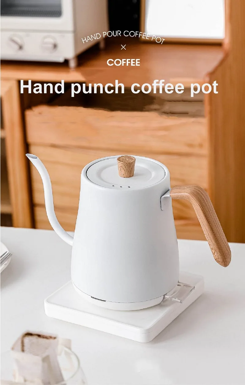 Description Picture 2 of item220V Electric Kettle Hand Brew Coffee Kettle Gooseneck Jug Slender Mouth Pot 304 Stainless Steel Quick Boiling Kettle 110V/220V