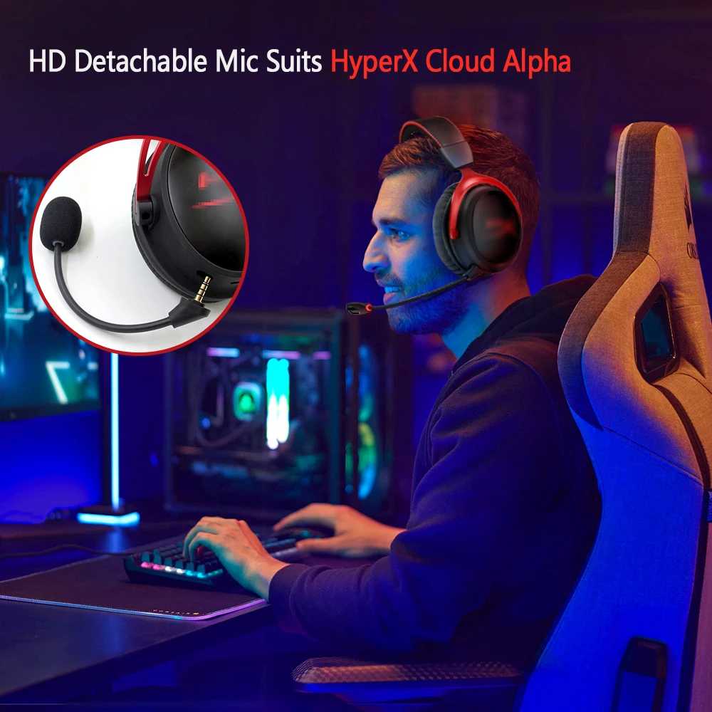 3.5MM Replaceable Mic of Gaming Headset Replacement Accessory Detachable Noise-reduction Mic for HyperX Cloud Alpha Wireless