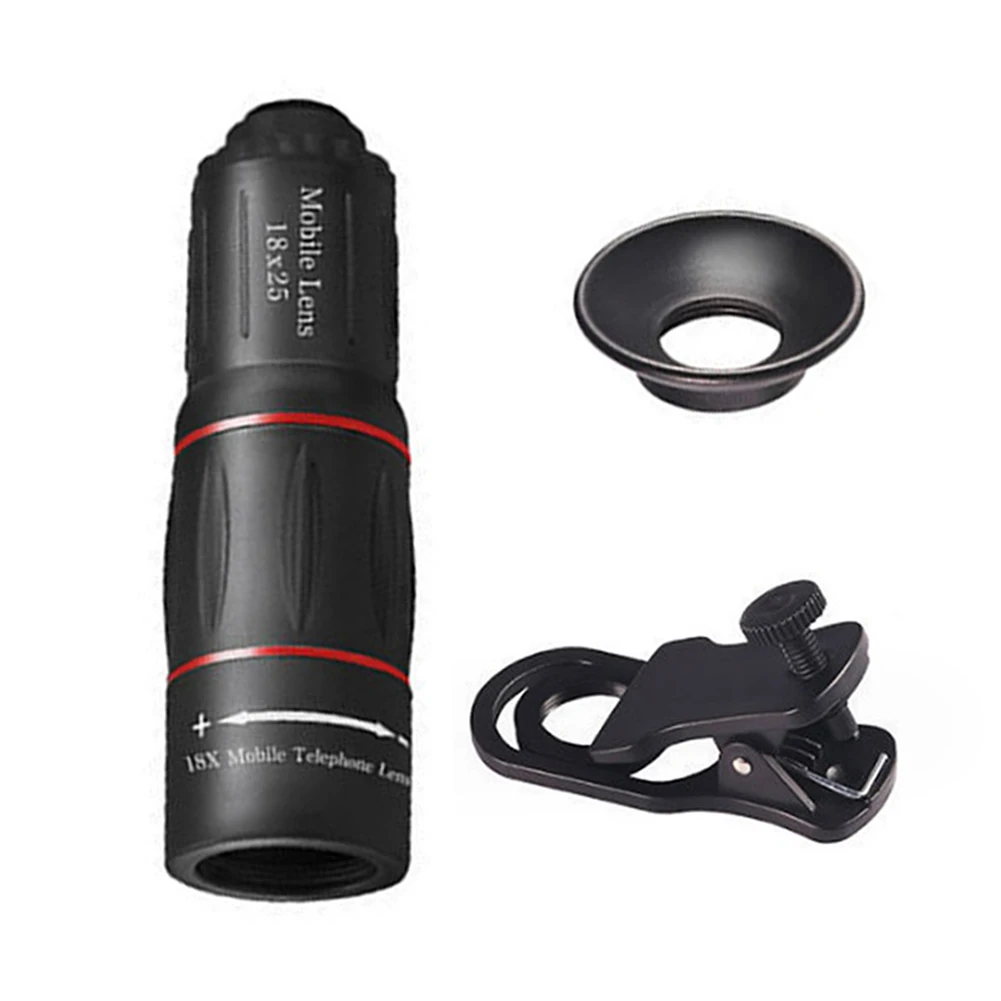 18/28/36X Monocular Telescope Clip-On Zoom Phone Camera Telephoto Lens Optical Telescope Lens for Camping Hunting Sports