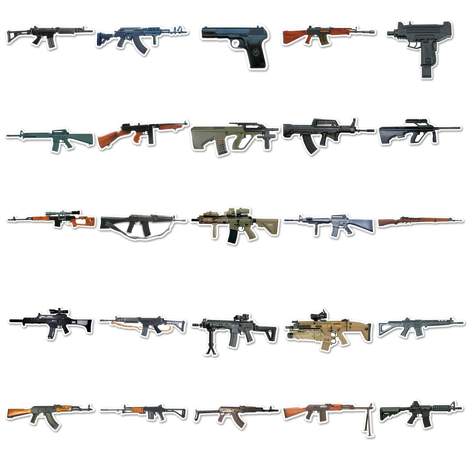Decorative Stickers 10/30/50PCS Military Style Gun Handbook Sticker Mobile Phone Laptop Guitar Skateboard Luggage Waterproof Decoration