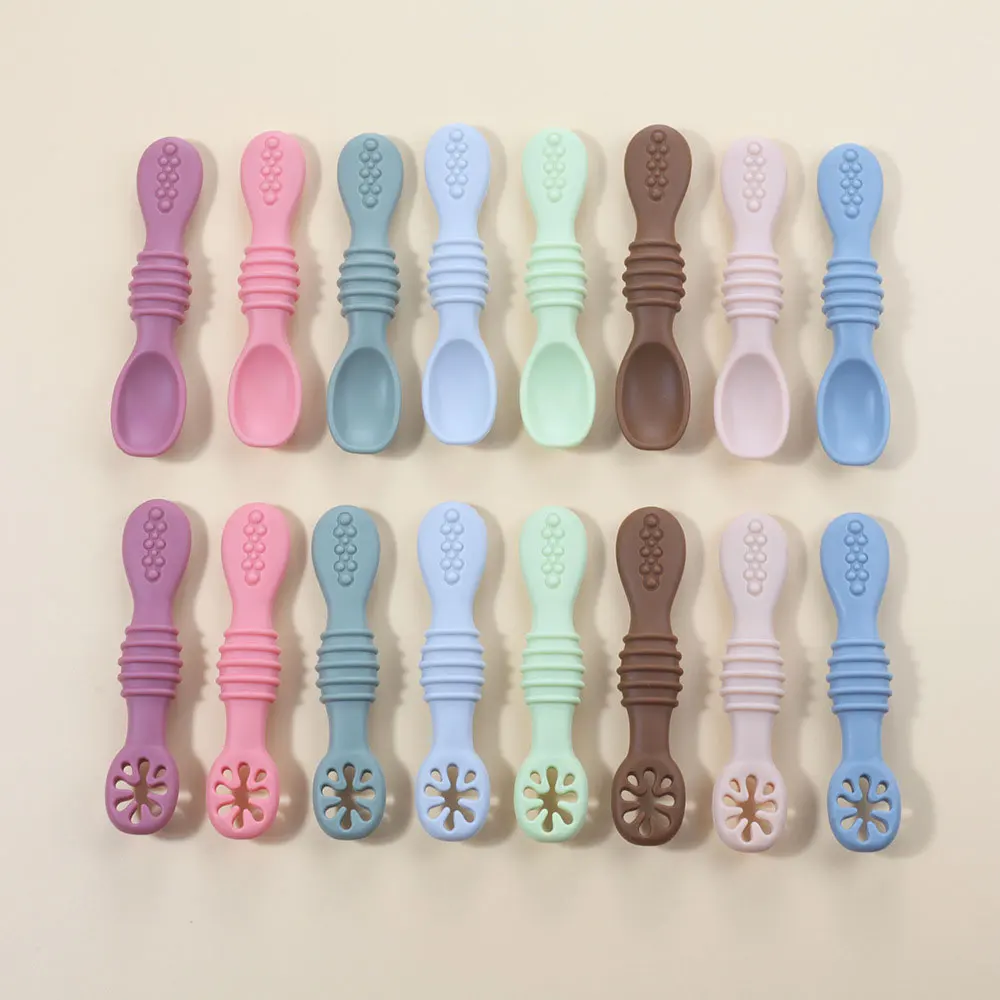 Baby Feeding Spoons 2PCS Silicone Learning Spoons Utensils Set