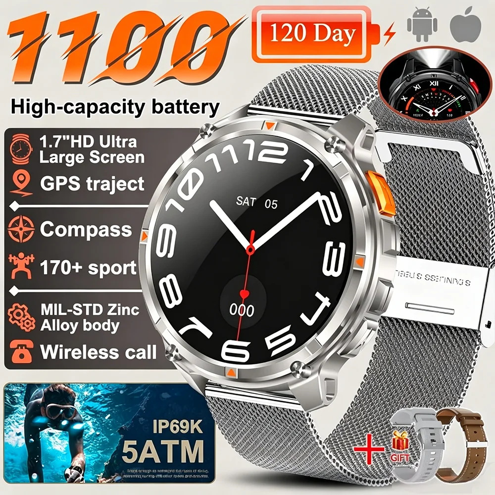 Enhanced Outdoor Sports Smartwatch with GPS & 5ATM Waterproof Rating