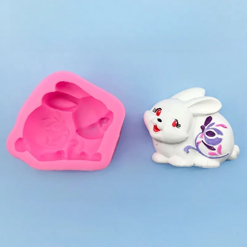 Cartoon Easter Rabbit Silicone Mold DIY Handmade Soap Mold Rabbit Aromatherapy Candle Kitchen Baking Cake Decoration