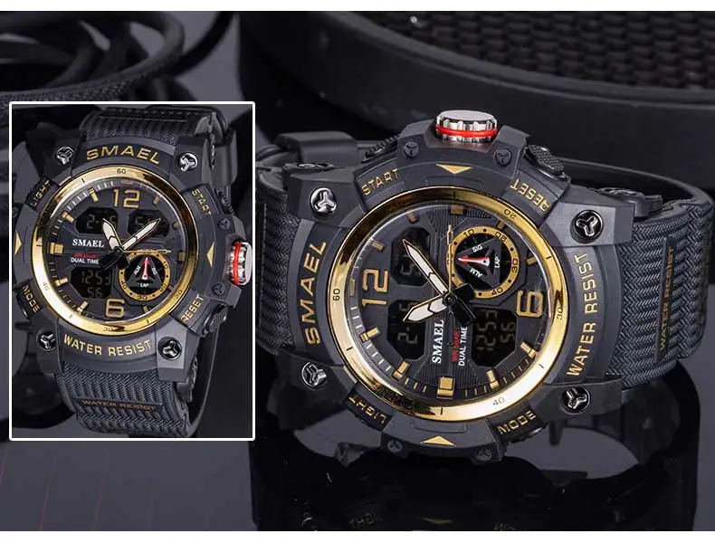 Smael Sport uhr Militär Armbanduhr für Männer Alarm Stoppuhr führte digitale Hintergrund beleuchtung Dual Time Display wasserdichte Uhr Männer – Detail 14