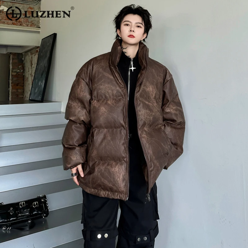 

LUZHEN Cotton Clothing Collar Men's Winter Loose Stand Vintage Thickened Leather Padded Jackets Fashion Korean Style New Eac6a8