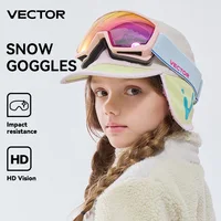 VECTOR Children Ski Goggles Frame Print Strap for Boy Girl Interchangeable Magnetic Lens UV400 Sunglasses Anti-fog Snow Glasses 2
