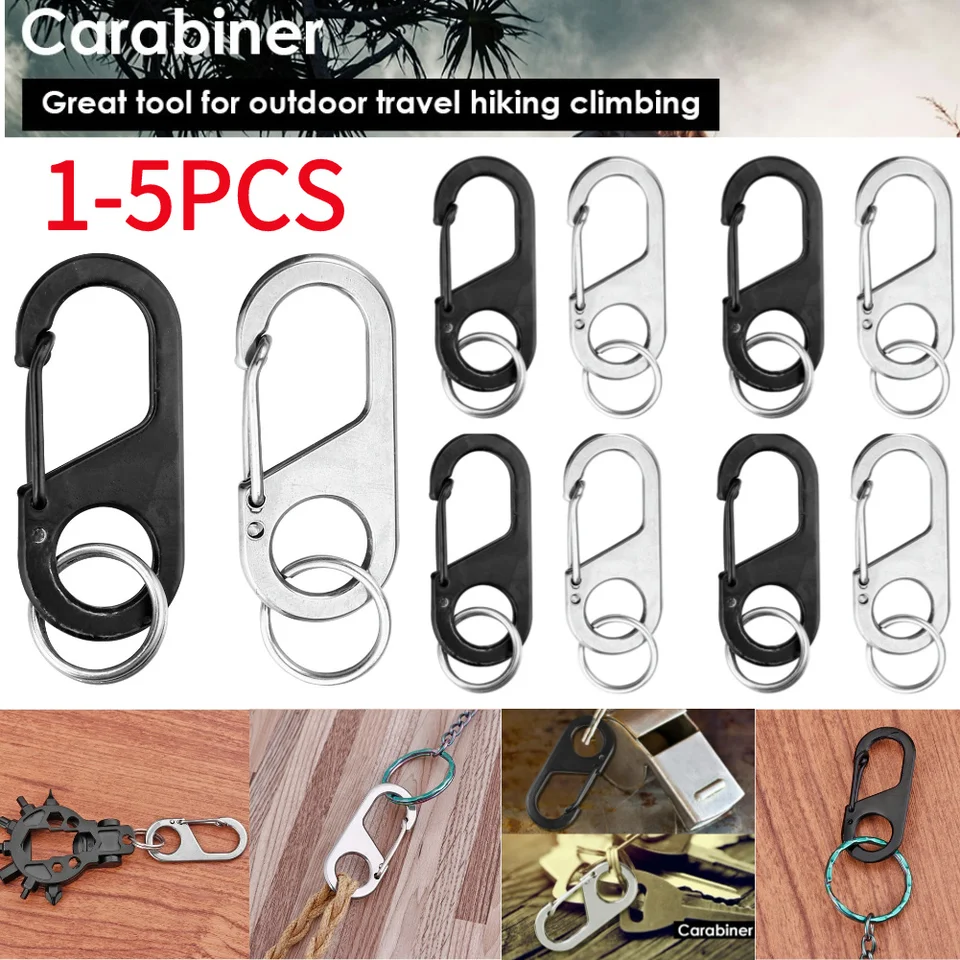 4 PCS Mousqueton Porte Clé,Porte Clef Mousqueton En Métal,Petit Mousqueton Porte Clé,Mini Mousqueton Porte Clé Unisexe,Mousqueton INOX,Convient Pour Les Voyages, La Randonnée, Le Camping