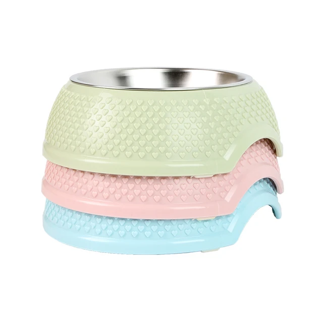 Stainless Steel Pet Feeding Bowl Non-slip Durable Pet Tableware Washable Dog Food Water Dish Cat Bowls With Heart-Shaped Pattern 4