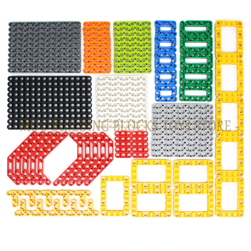 

120PCS DIY Technical Parts 6 Colors Liftarm Thick Building Bricks Blocks Accessory Set Arm Beam Mechanical Bulk High-Tech Toys