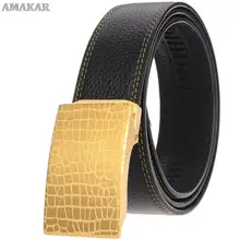 

Men 's Automatic Buckle Genuine Leather Belt High Quality Business Classical Square Steel Buckle Men Leisurely Belt